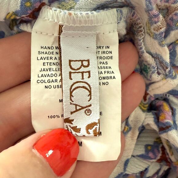 BECCA Marrakesh Ruffled Swim Cover Up Midi Dress In Cream Purple - Picture 14 of 15